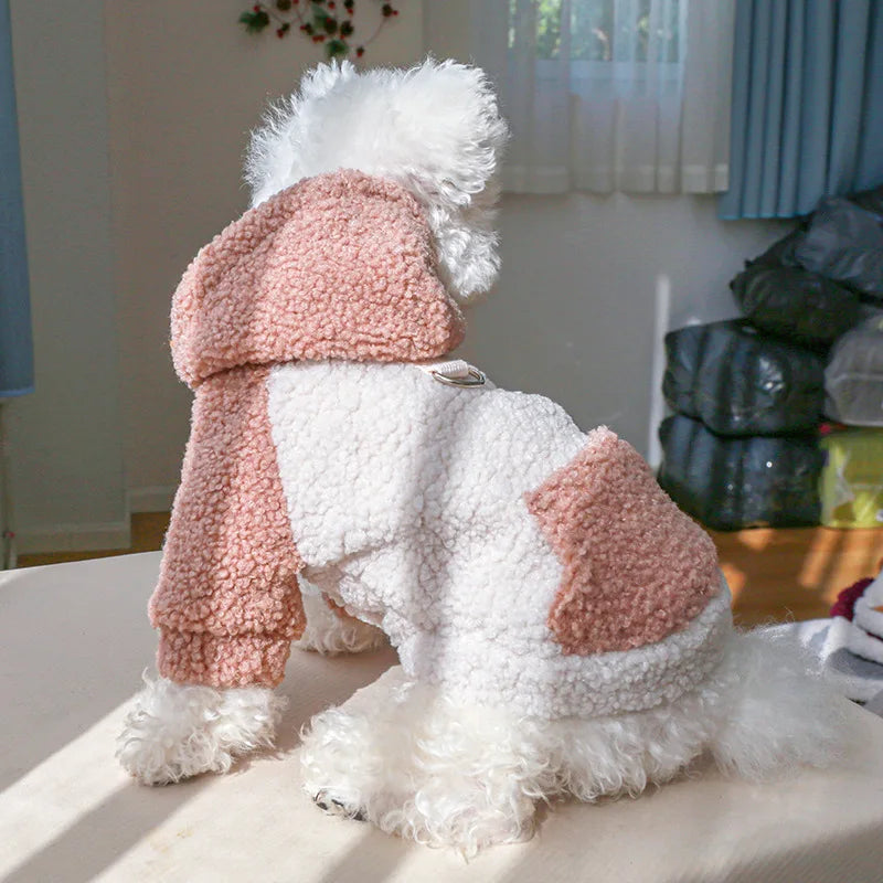 Berber Fleece Dog Hoodie – Winter Warm Pet Sweater with Buckle